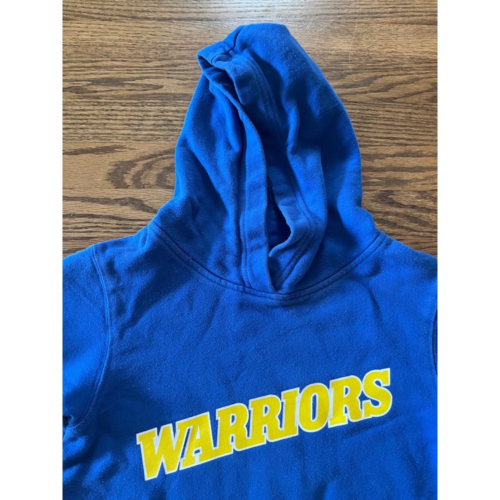 Mitchell & Ness Kids Golden State Warriors Short Sleeve Hoodie Blue Size S 8‎ - Picture 2 of 9
